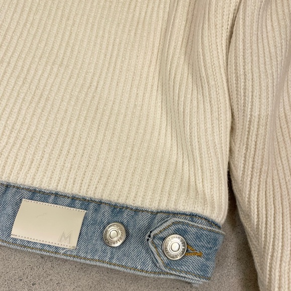 Maje Ribbed Knit Denim Jacket - Picture 5 of 8